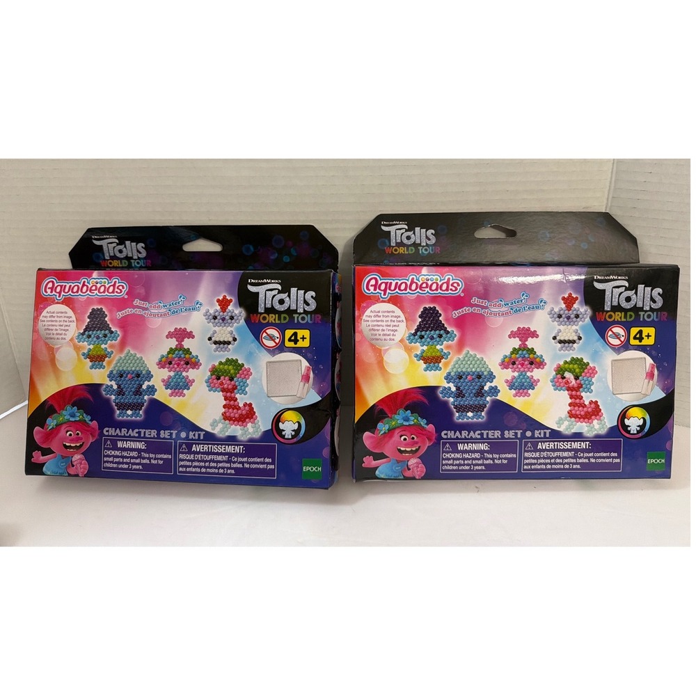Lot of 2 Aquabeads Trolls World Tour Character Set Kids Craft Kits New